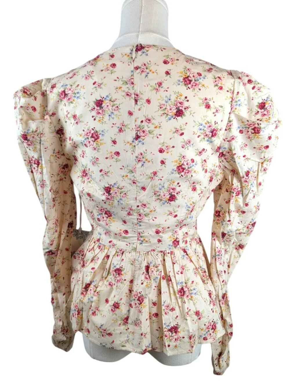 Tuckernuck Hyacinth House Top Floral Ava Peplum Cotton Blouse Long Sleeves XS